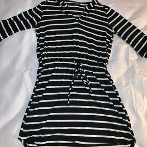 Black and white striped dress